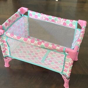 Pink and White Polka Dot Toy Playpen